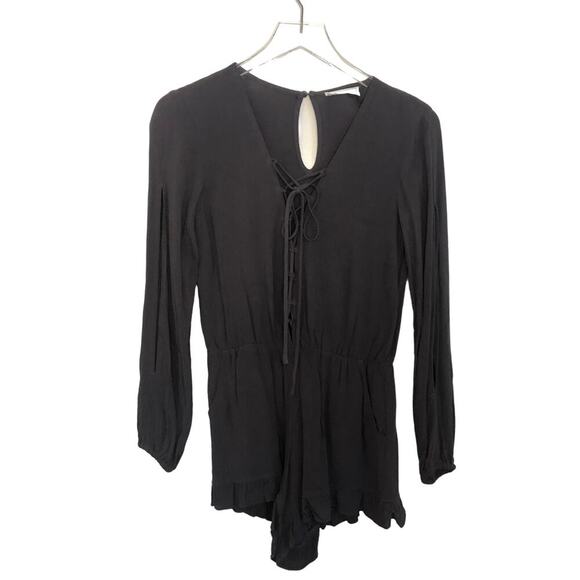 Sage The Label Long Sleeve Charcoal Gray Split Sleeve Romper - Size XS - Picture 1 of 6